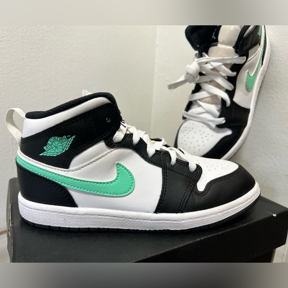 Jordan Other - Air Jordan 1 Mid GS Black White Mint Green - Size 3Y